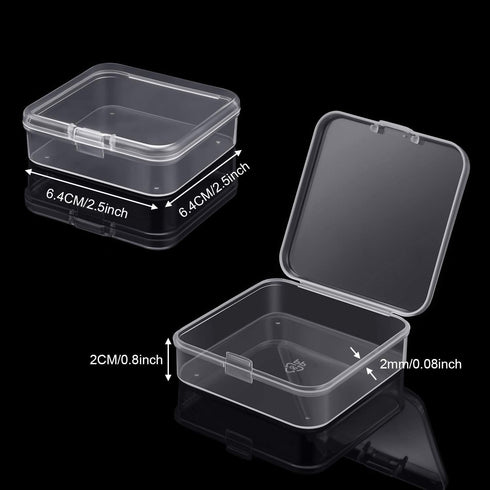 SATINIOR 24 Packs Small Clear Plastic Beads Storage Containers Box with Hinged Lid for Storage of Small Items, Crafts, Jewelry, Hardware (2.5 x 2....